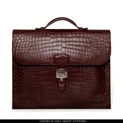 Luxury designer handmade real exotic genuine alligator crocodile skin leather briefcase business bag