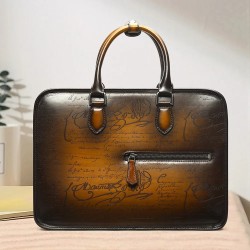 Luxury Handmade Genuine Leather Briefcase High Quality Men Handbag Laptop Bag Briefcase