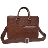 Authentic Real Ostrich Skin Businessmen Large Black Laptop Briefcase Shoulder Bag