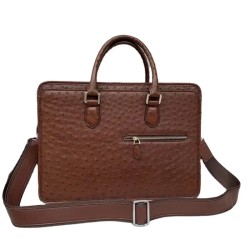 Authentic Real Ostrich Skin Businessmen Large Black Laptop Briefcase Shoulder Bag